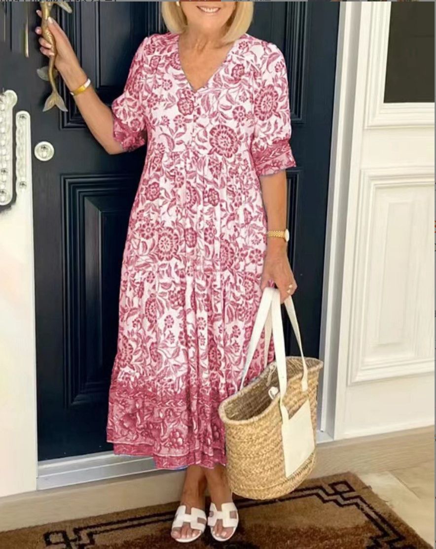 Azariah - Vestido Floral Elegante con Escote en V