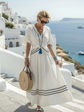 Seren | Vestido midi de manga corta con escote en V y estilo envolvente