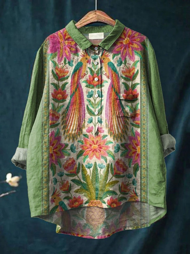 Adela™ | Camisa de lino con estampado elegante