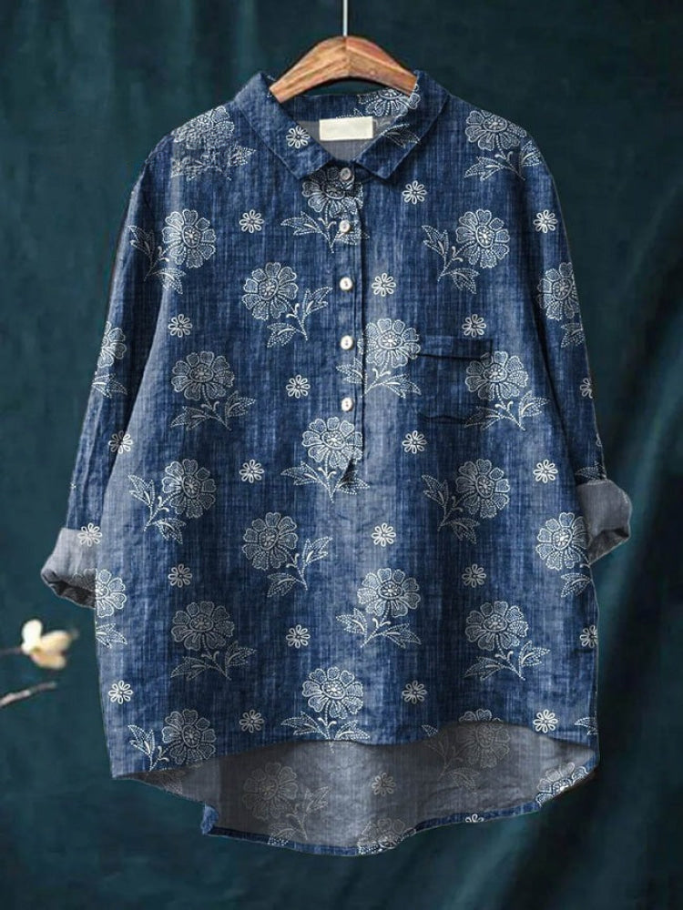 Adela™ | Camisa de lino con estampado elegante