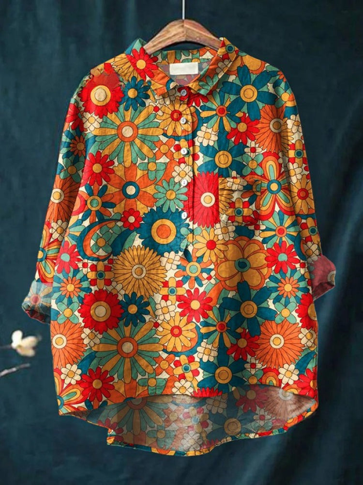 Adela™ | Camisa de lino con estampado elegante