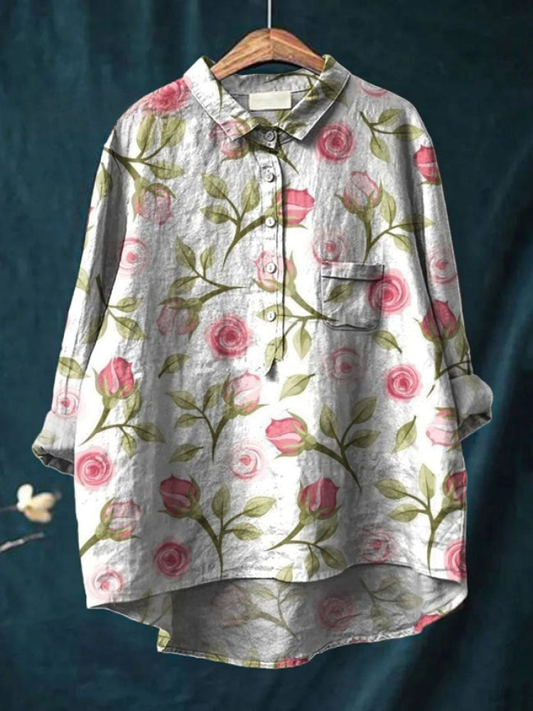 Adela™ | Camisa de lino con estampado elegante