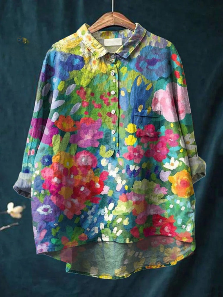Adela™ | Camisa de lino con estampado elegante