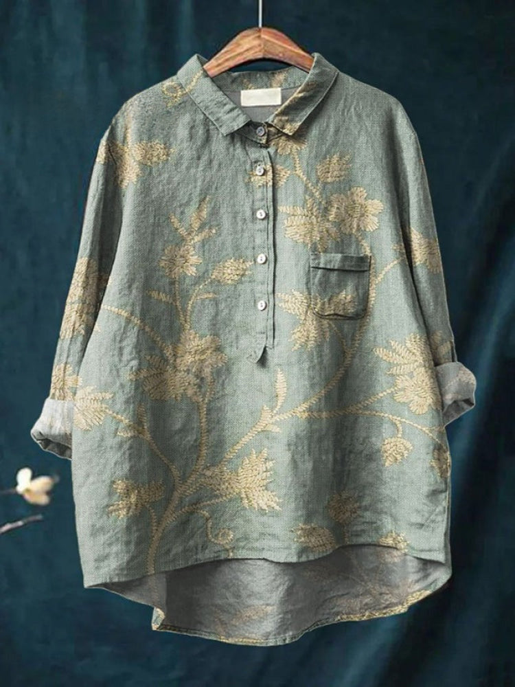 Adela™ | Camisa de lino con estampado elegante