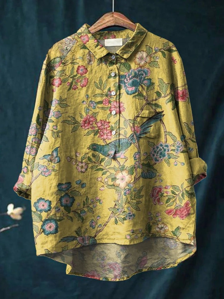 Adela™ | Camisa de lino con estampado elegante