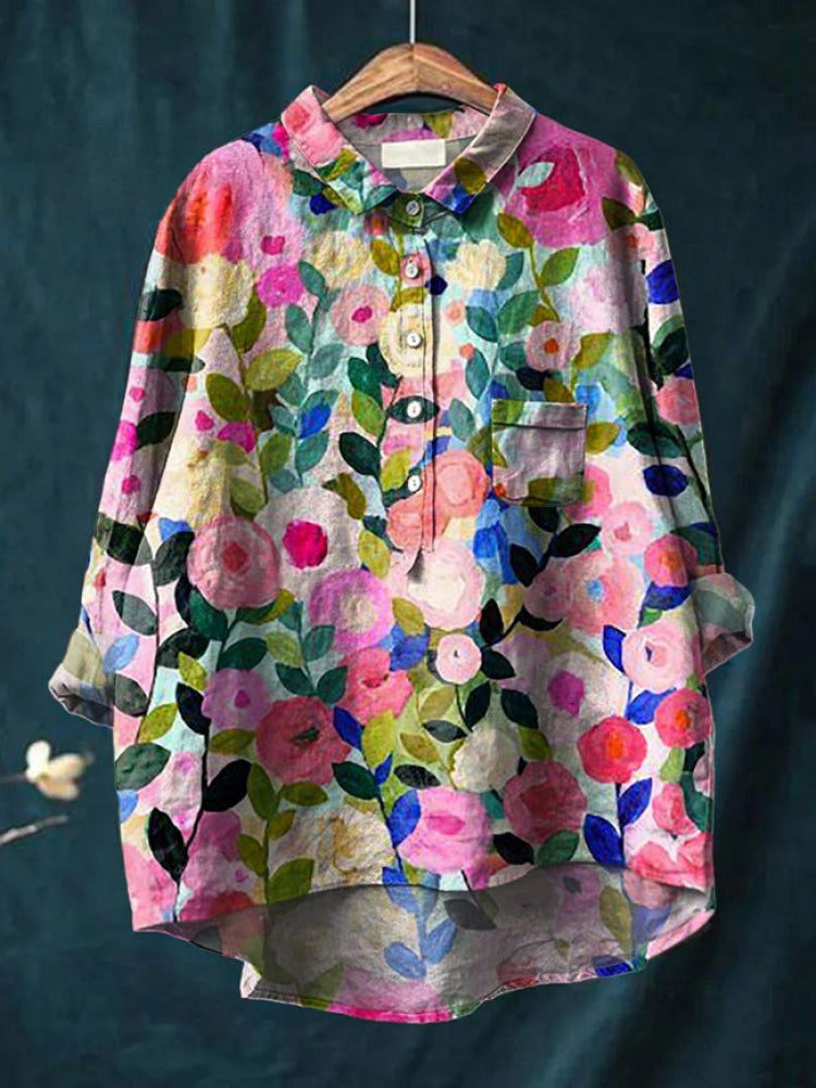 Adela™ | Camisa de lino con estampado elegante