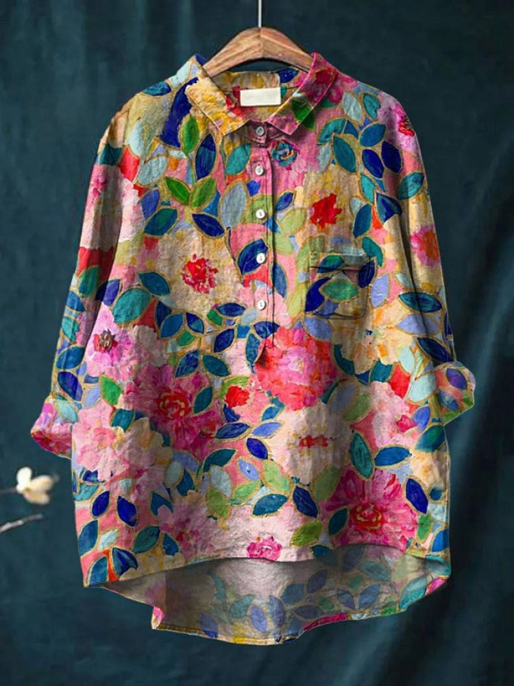 Adela™ | Camisa de lino con estampado elegante