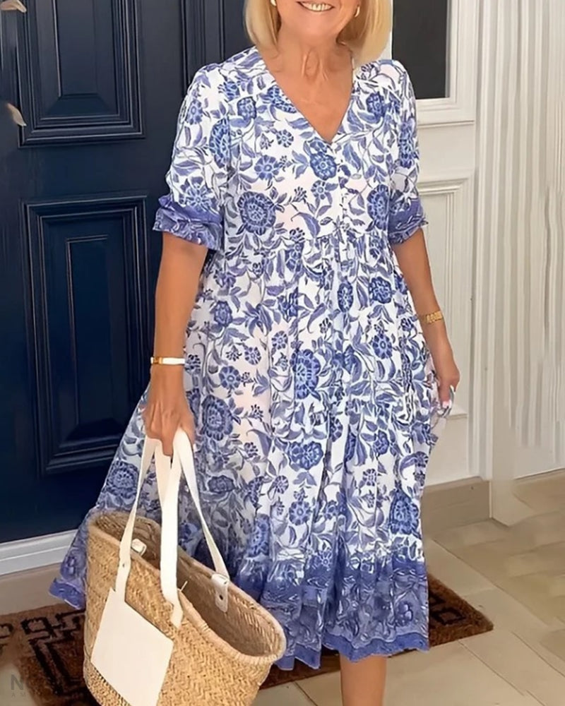 Azariah - Vestido Floral Elegante con Escote en V