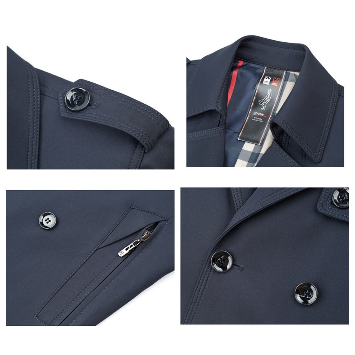 Chaqueta de Rompevientos Doble Botonadura para Hombre