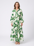 Sabine | Vestido largo de manga larga con cintura ajustable y volantes