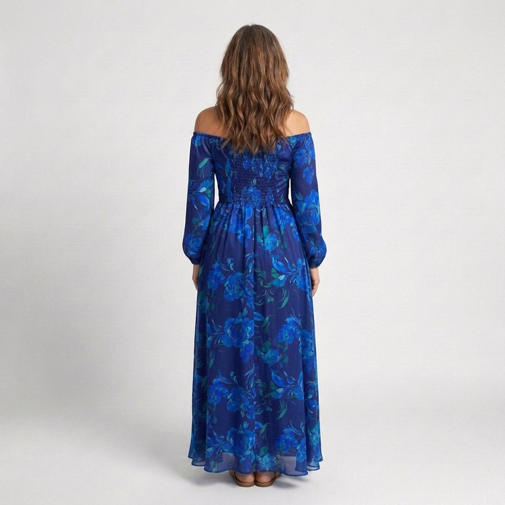 Teresa | Vestido Maxi Floral Sin Hombros