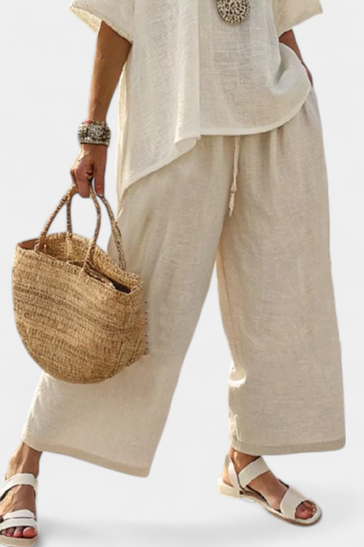 Beatrice – camisa cómoda esencial y pantalones de pierna ancha