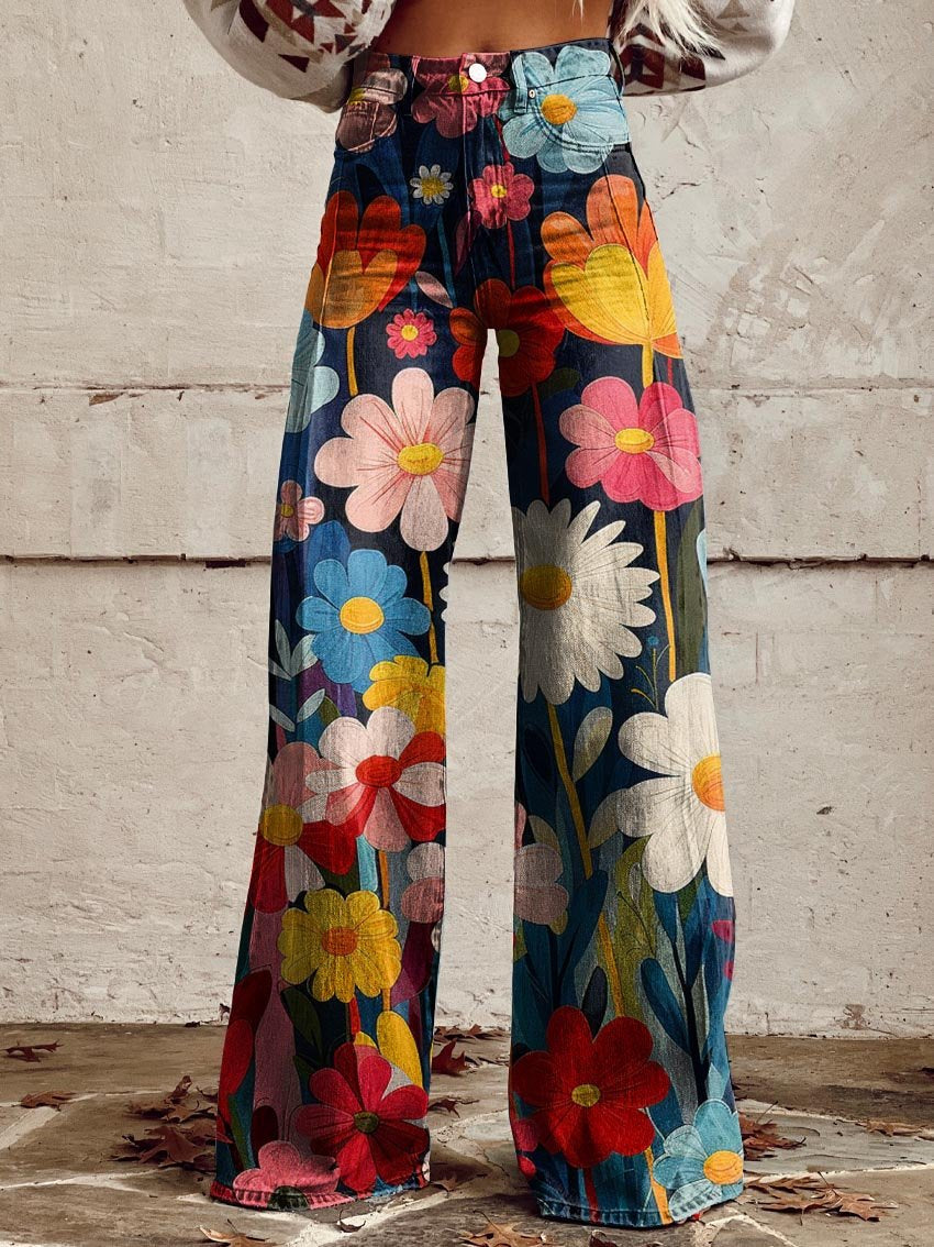 Léna - Pantalones Anchos con Estampado Floral