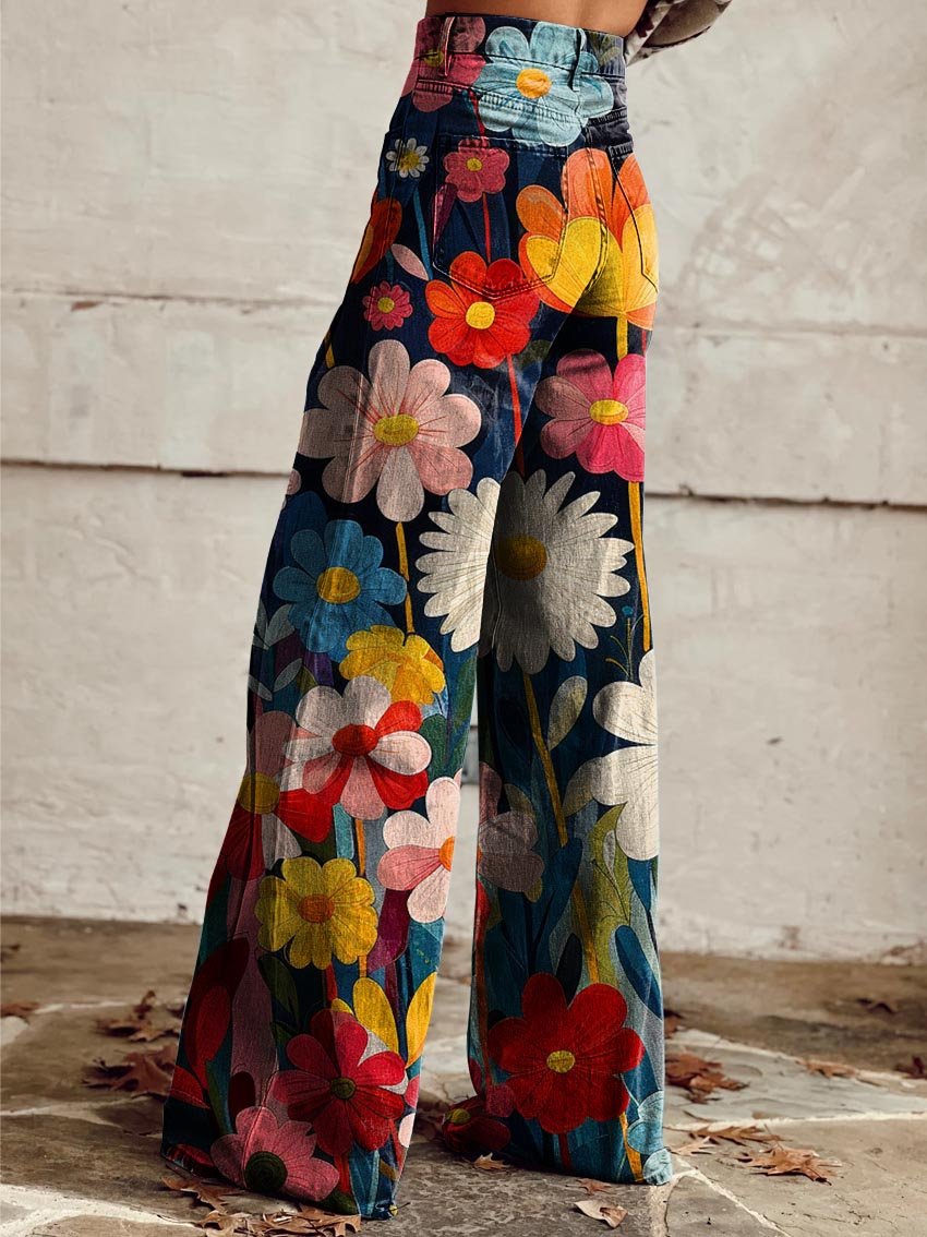 Léna - Pantalones Anchos con Estampado Floral