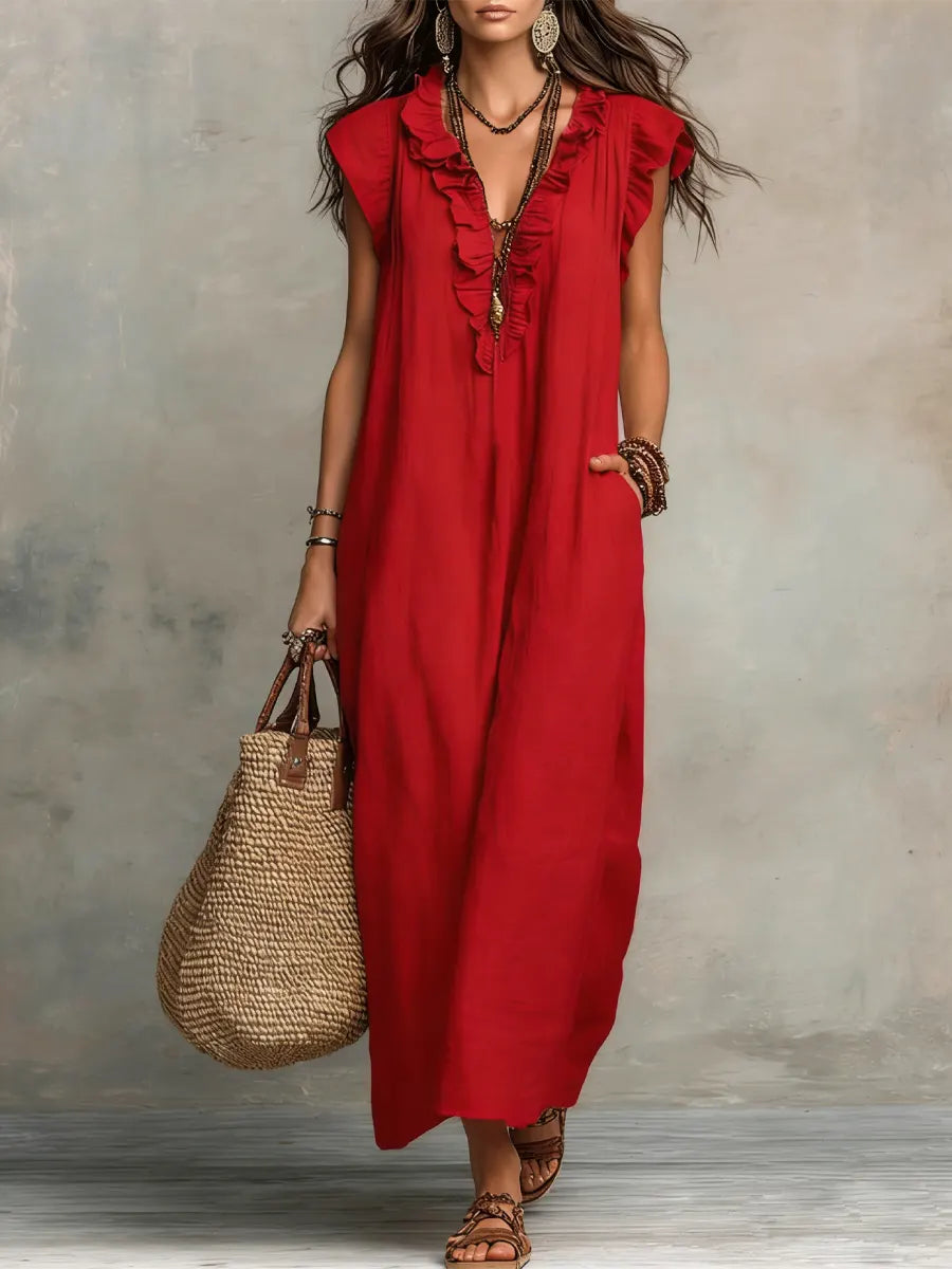 Camila | Vestido Largo Bohemio de Lino y Algodón