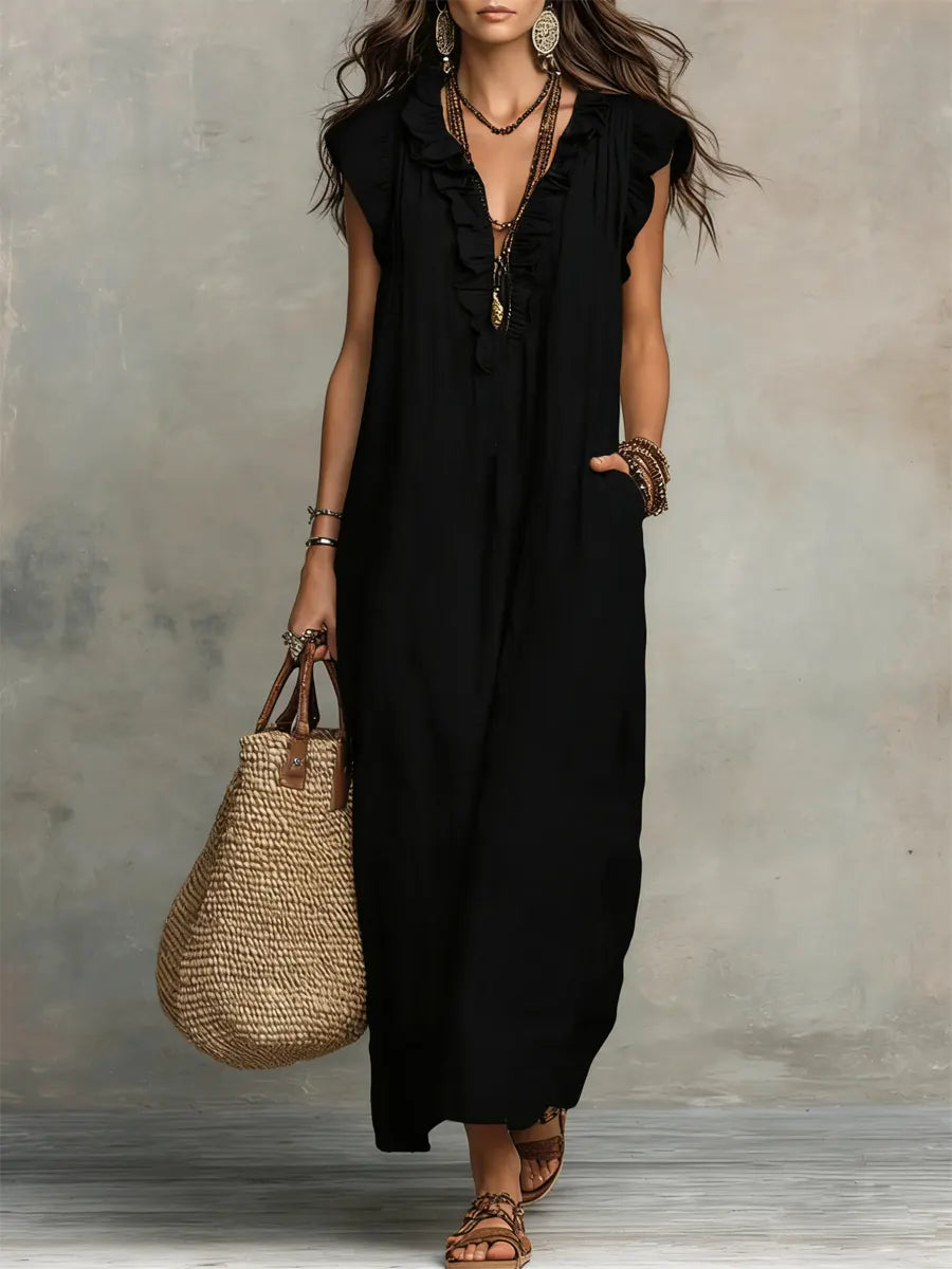 Camila | Vestido Largo Bohemio de Lino y Algodón