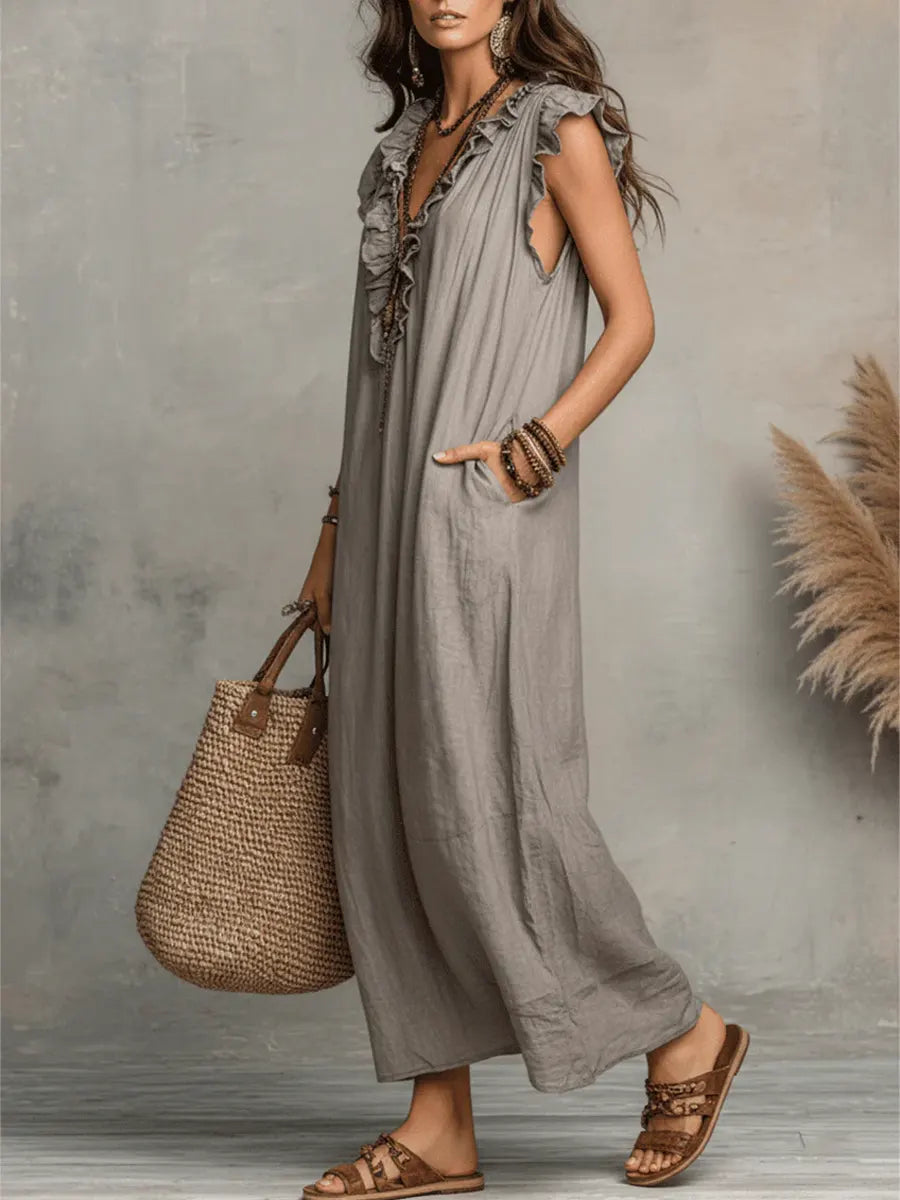 Camila | Vestido Largo Bohemio de Lino y Algodón