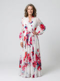 Lillian | Vestido Maxi Envoltura de Manga Larga Floral