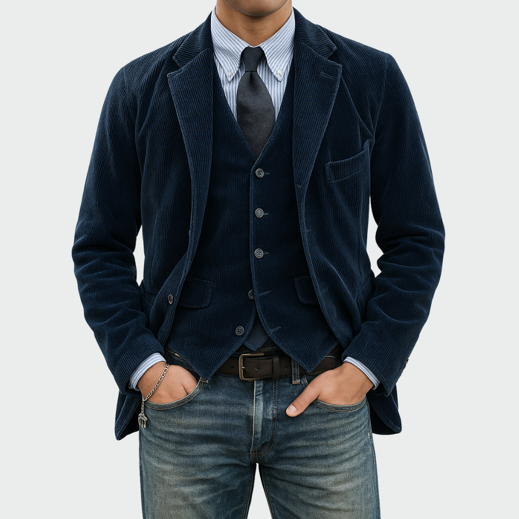 Tommy | Conjunto de 2 piezas: Blazer y Chaleco de Terciopelo