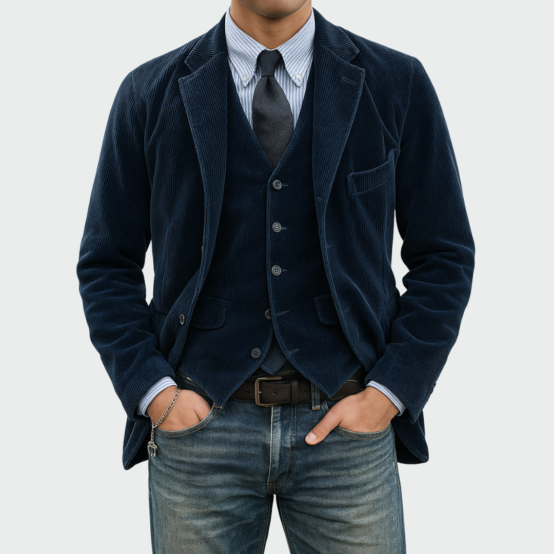 Tommy | Conjunto de 2 piezas: Blazer y Chaleco de Terciopelo