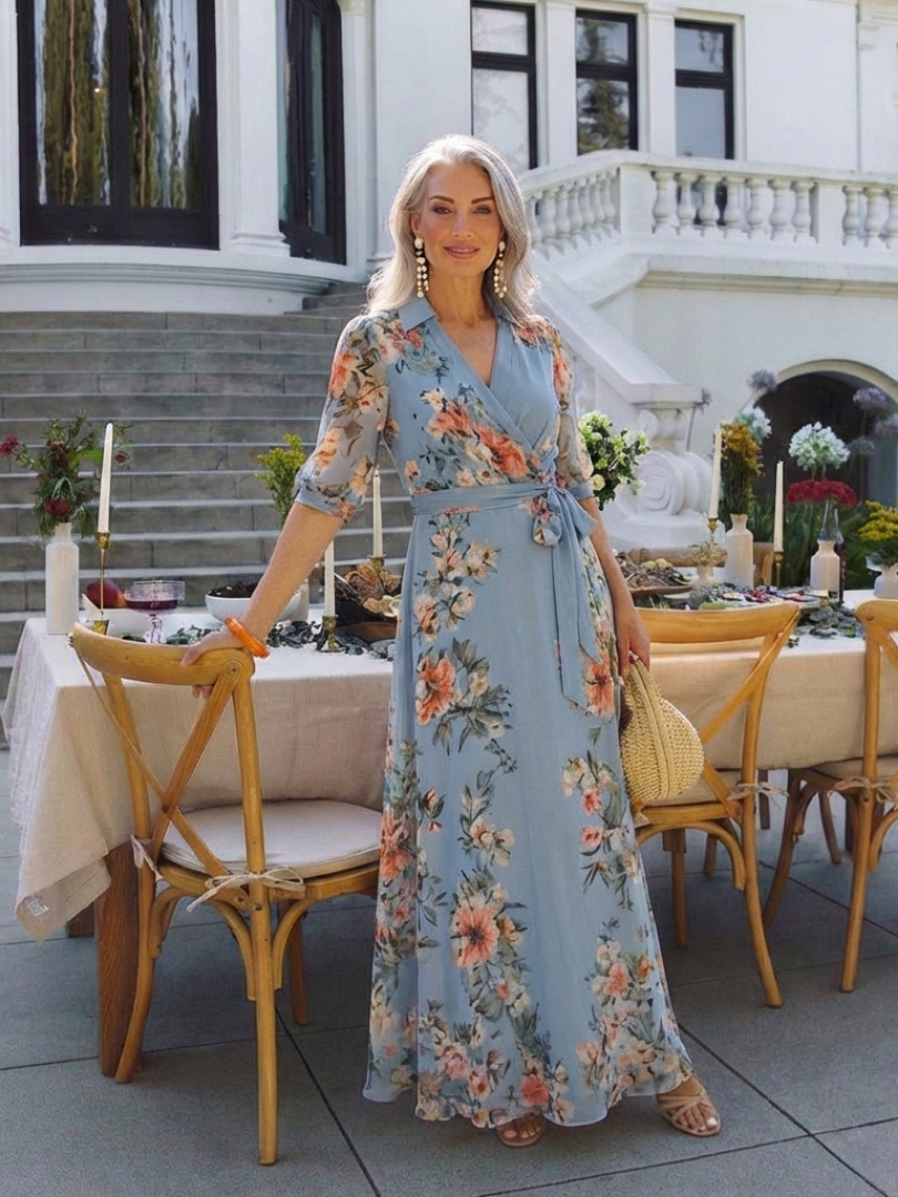 Emma | Vestido Maxi de Flores con Escote en V